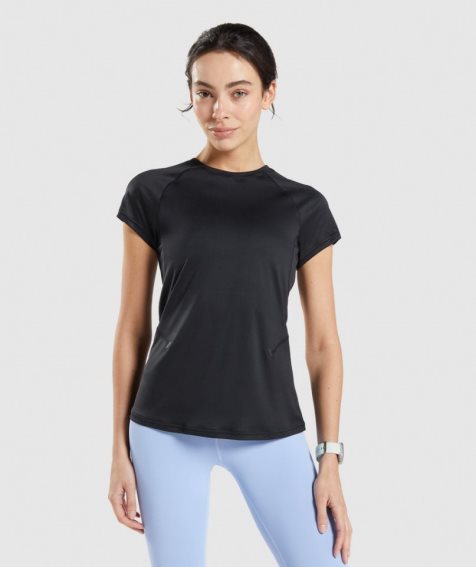 Women's Gymshark Speed T-Shirts Black | CA 78516D